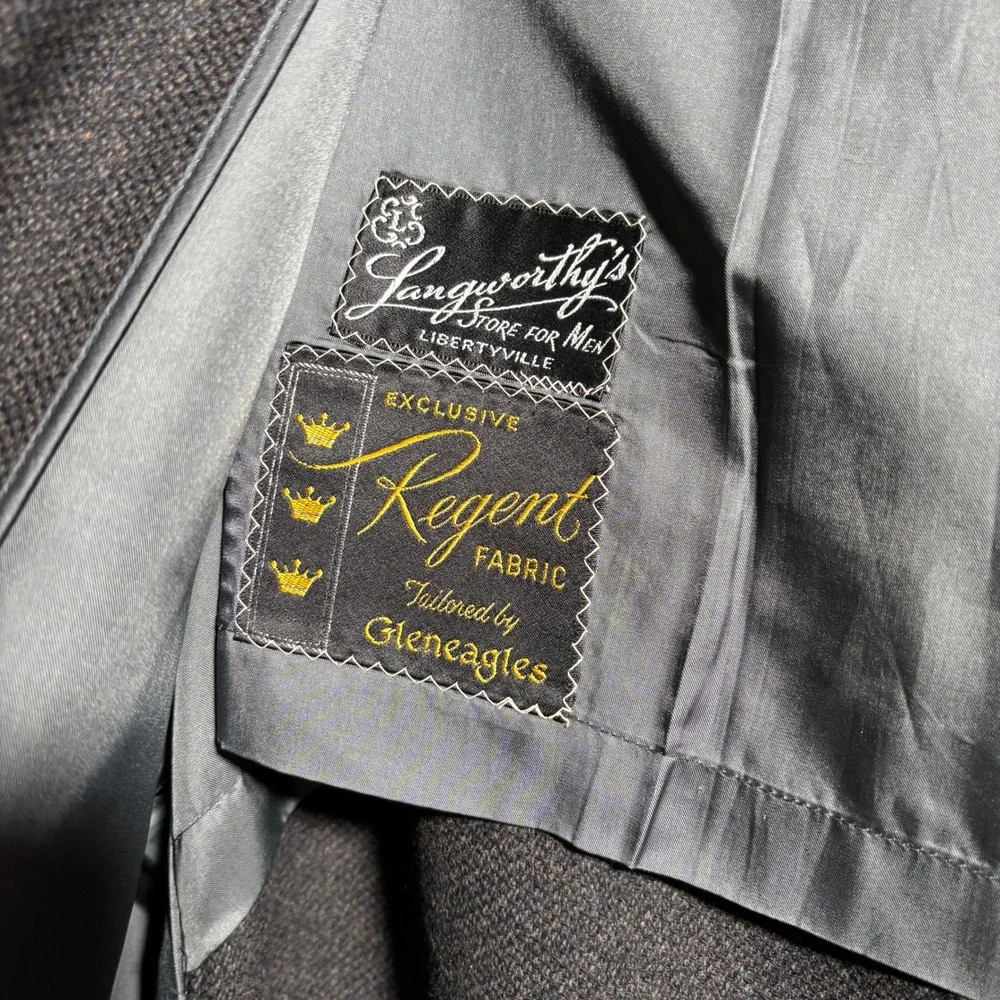 Mens XXL Vintage Charcoal‎ Gray Wool Overcoat Coat Langworthys Regent Gleneagles